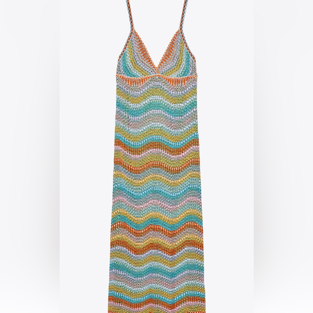 Zara Multicolor Crochet Maxi Dress